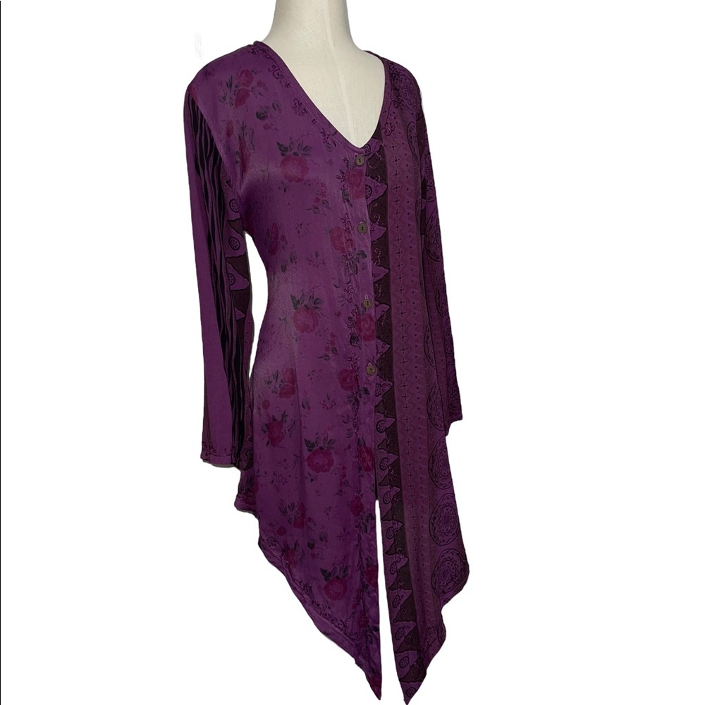 90s Vintage Grunge Mixed Print Tunic | Size Small